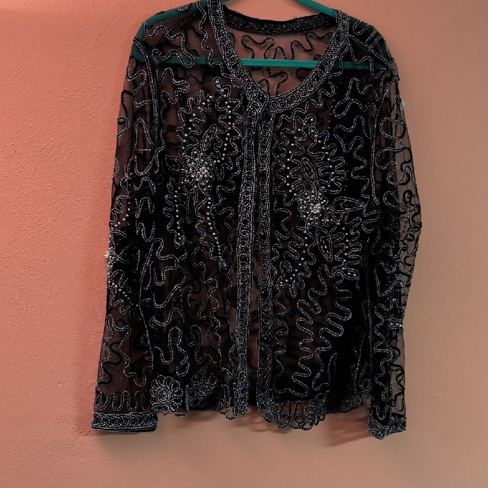 Chic Black Embroidered Women's Blouse